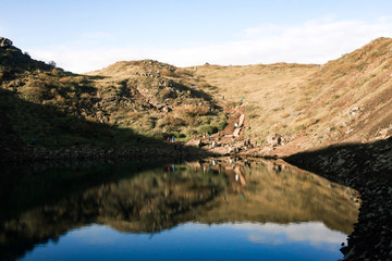 Iceland Crater Lake Golden Circle Volcanic Water Reflection Mountain