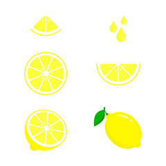 Lemon icon set fresh fruits, colorful, colorful icon collection of vector illustration
