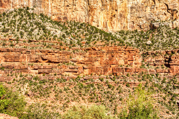 Grand Canyon View from South Rim with Bright Blue Sky at Sunset