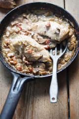 Chicken mushrooms bacon sauce 