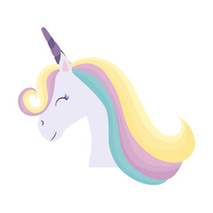 head of cute unicorn isolated icon © djvstock
