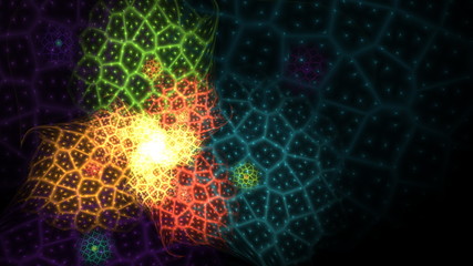 Glowing rainbow color curved energy lines over dark Abstract Background space universe. Illustration