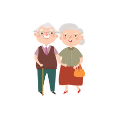 Vector illustration with elderly couple.