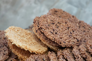 Khao Tan or Rice Cracker , Thai Sweet Crispy Rice with Cane Sugar