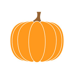 Orange pumpkin - vector icon. Halloween pumpkin isolated on white background. Thanksgiving symbol.