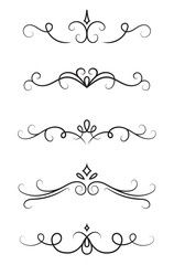 Set of ornamental decorative elements on white background