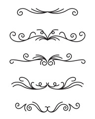 Set of ornamental decorative elements on white background