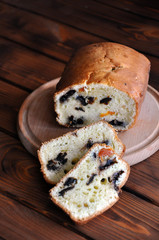 Sweet bread with two cut slices