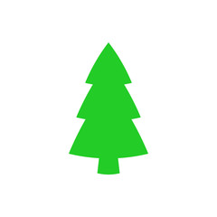 Christmas tree - flat vector icon. Christmas tree silhouette. Fir tree simple vector illustration isolated