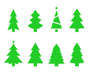 Obraz premium Vector collection of christmas trees. Christmas tree silhouettes. Fir tree simple vector illustration isolated