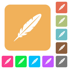 Single feather rounded square flat icons