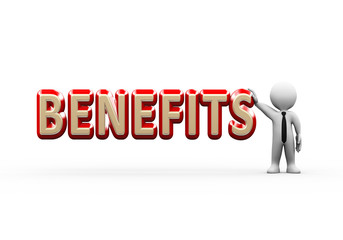 3d businessman standing with benefits