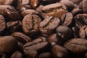Freshly Roasted Coffee Beans Closeup for Background or Decor