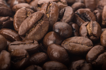 Freshly Roasted Coffee Beans Closeup for Background or Decor