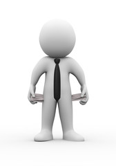 3d man empty pocket no money