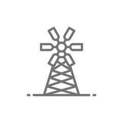 Mill, millwheel, watermill, agriculture, farming line icon.