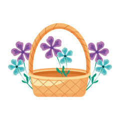 wicker basket with flowers decorated