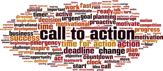 Call to action word cloud