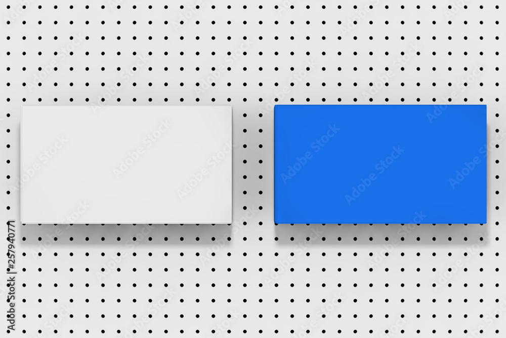 Aufkleber Stack of Blue And White Blank Mockup Paper Sheets on a White Small Polka Dot Background. 3d Rendering