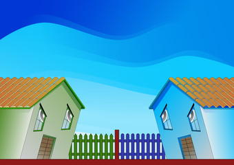 Quarrel between neighbors - conceptual illustration