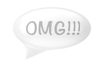 White Speech Bubble with OMG Sign. 3d Rendering