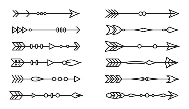 Set of ethnic arrows on white background