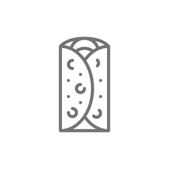 Burrito, mexican dish, fast food line icon.