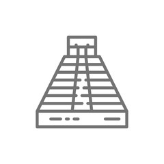 Chichen Itza, Pyramid of Kukulkan, Palenque, Tulum, Teotihuacan line icon.