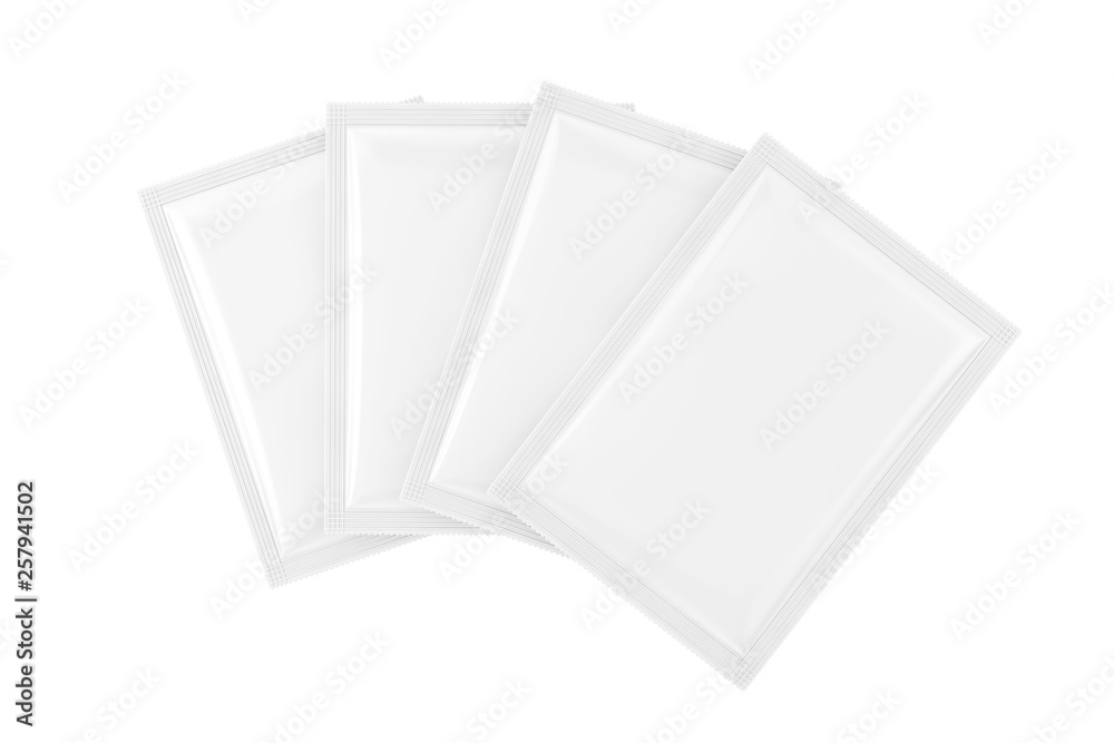 Poster white blank bag packages in clay style mockup. 3d rendering