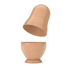 Opened Russian Wooden Blank Matryoshka Nesting Doll Mockup. 3d Rendering