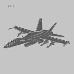 Fototapeta na wymiar Jet fighter vector illustration. Military aircraft. Carrier-based aircraft. Modern supersonic fighter
