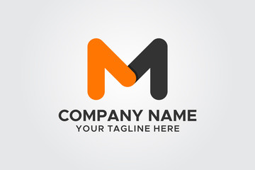 Rounded Line Letter M Flat Vector Logo