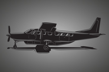 Small plane vector illustration. Big single engine propelled passenger aircraft.