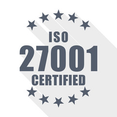 Iso 27001 certificate icon, vector illustration