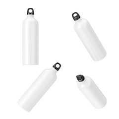 White Sport Plastic Drinking Water Bottles in Different Position. 3d Rendering