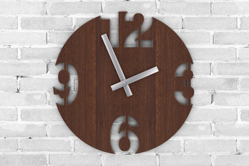 Modern Wall Wooden Circle Clock Watch. 3d Rendering