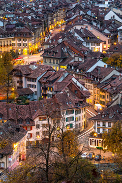 View of cityscape at dusk