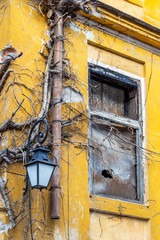 Old abandoned house in downtown Plovdiv, Bulgaria, architectural detail