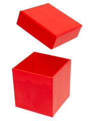 Happy Birthday Concept. Christmas and New Year's Day. Open red gift box isolated.