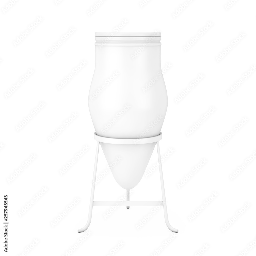 Aufkleber white clay trash bin pot. 3d rendering