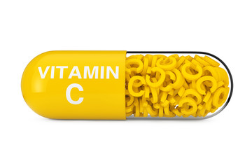 Vitamin C Capsule Pill. 3d Rendering
