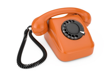 Orange Vintage Styled Rotary Phone. 3d Rendering