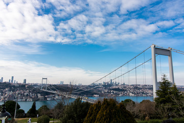 Fatih Sultan Mehmet Bridge and cityscape of Istanbul