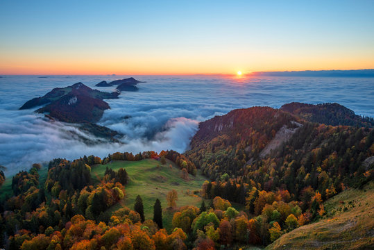 Scenic view of sea during sunrise