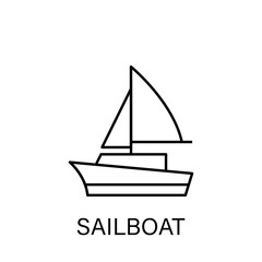 sailboat ship sea transport outline icon. Signs and symbols can be used for web, logo, mobile app, UI, UX