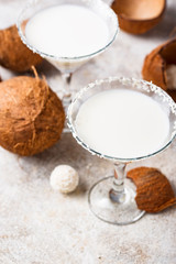 Fototapeta na wymiar Coconut martini or Margarita. Alcoholic cocktail