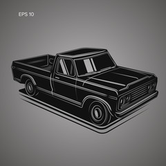 Old retro pickup truck vector illustration.