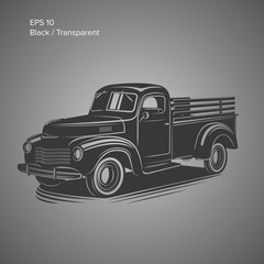 Old retro pickup truck vector illustration. Vintage transport vehicle © Shkuro
