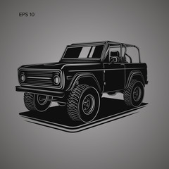 Vintage offroad truck vector illustration. Retro trophy car © Shkuro