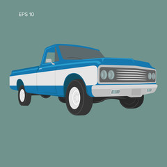 Vintage pickup truck vector illustration. Oldschool american car © Shkuro